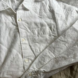 Gap White Linen Button Up Shirt | Button Down, Summer, Layers, Neutral, Minimal